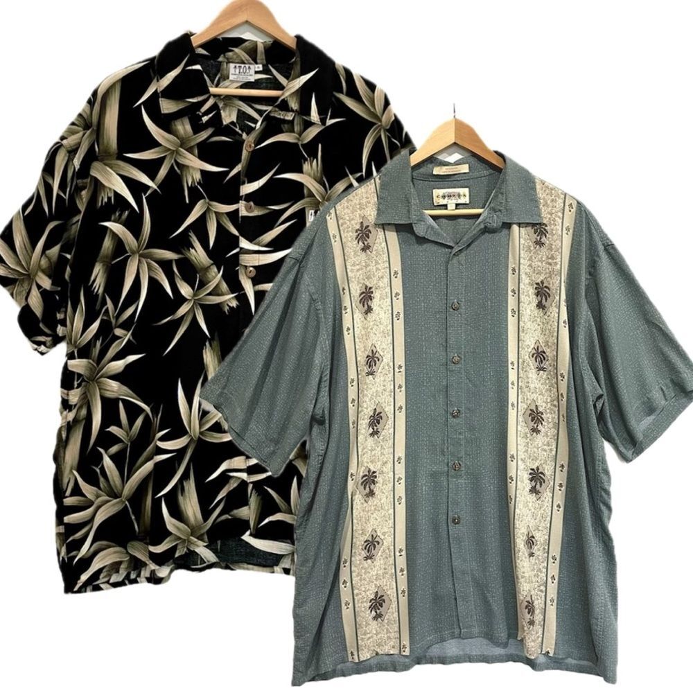 T.O. & Campia Hawaiian Shirt Bundle Mens Size XL Bamboo Leaf Palm Tree Print